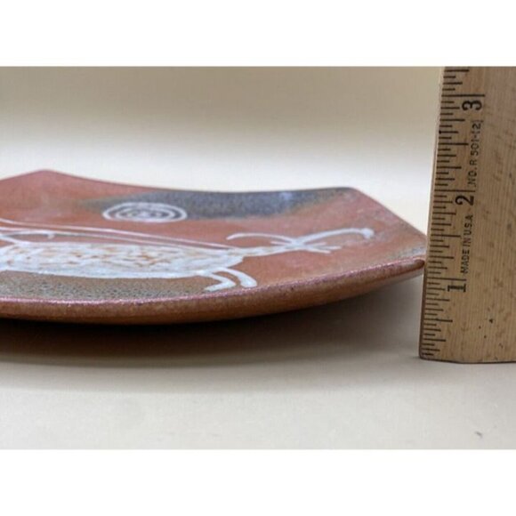 Studio Pottery Artist Native Signed Cave Painting Antelope & Sun 11” X 11” BC - Picture 10 of 12